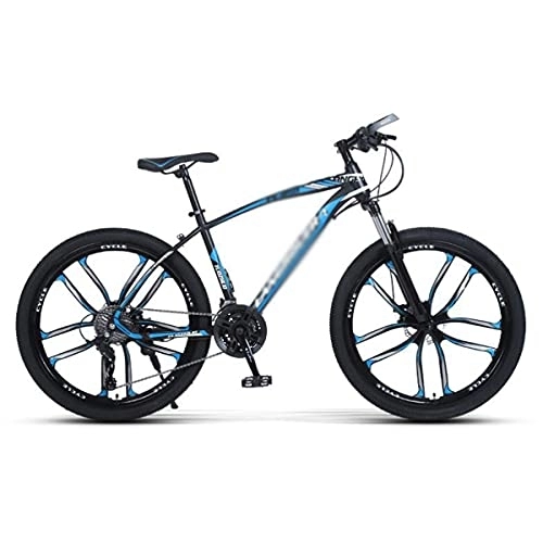 Mountain Bike : Kays 26 Inch Adults Mountain Bike High Carbon Steel Full Suspension MTB Bicycle For Adult Dual Disc Brake Outroad Mountain Bicycle For Men Women(Size:27 Speed, Color:Blue)