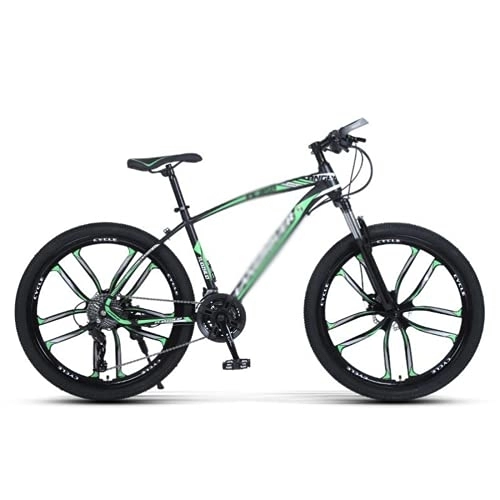 Mountain Bike : Kays 26 Inch Mountain Bike 21 / 24 / 27 Speed Shift Carbon Steel Frame Mountain Bicycle With Lockable Suspension And Double Disc Brake(Size:24 Speed, Color:Green)