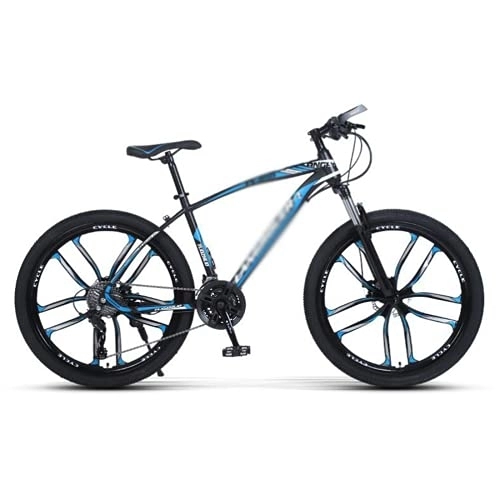 Mountain Bike : Kays 26 Inch Mountain Bike 21 / 24 / 27 Speed Shift Carbon Steel Frame Mountain Bicycle With Lockable Suspension And Double Disc Brake(Size:27 Speed, Color:Blue)
