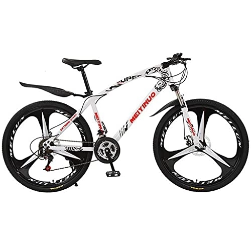 Mountain Bike : Kays 26-Inch Wheels Mountain Bike Front Suspension Bicycle Carbon Steel Frame 21 / 24 / 27-Speed Double Disc Brake For A Path, Trail & Mountains(Size:21 Speed, Color:White)