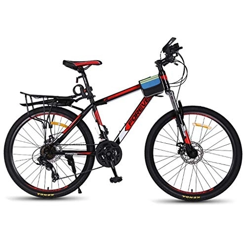 Mountain Bike : Kays 26" Mountain Bicycles 21 / 24 / 27 Speed Women / Men MTB Bike Lightweight Carbon Steel Frame Dual Suspension Disc Brake (Color : Red, Size : 27speed)