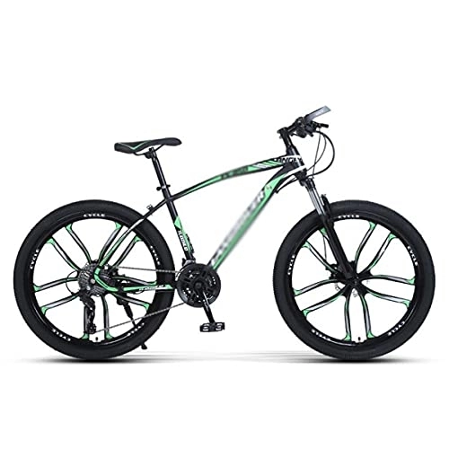 Mountain Bike : Kays 26" Mountain Bike Bicycle For Adults High Carbon Steel Frame With Disc Brake And Lockable Suspension Fork(Size:21 Speed, Color:Green)