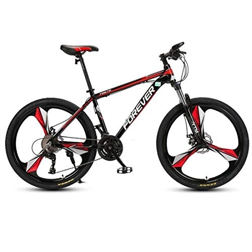 Mountain Bike : Kays Mountain Bike, 26 Inch Carbon Steel Frame Hard-tail Bicycles, Double Disc Brake And Front Suspension, 24 Speed (Color : Red)