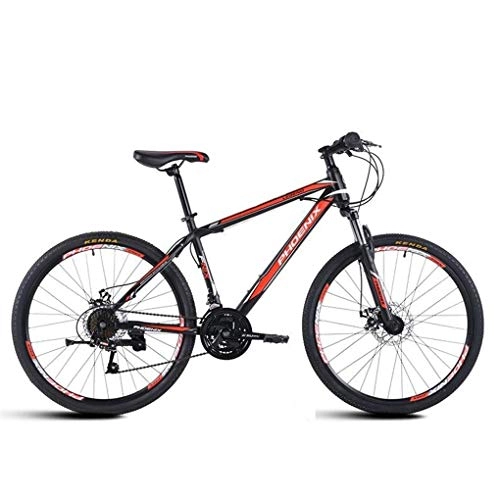 Mountain Bike : Kays Mountain Bike, 26 Inch Men / Women Hard-tail Bicycles, Carbon Steel Frame, Dual Disc Brake And Front Fork, 21 Speed (Color : Red)
