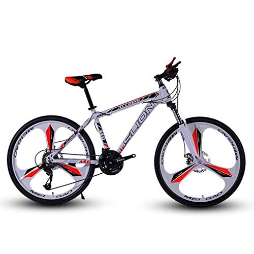 Mountain Bike : Kays Mountain Bike, 26 Inch Men / Women MTB Bicycles, Carbon Steel Frame, Dual Disc Brake Front Suspension, Mag Wheel (Color : White+Red, Size : 24 Speed)