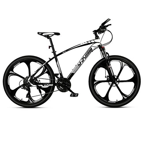 Mountain Bike : Kays Mountain Bike, 26 Inch Mne / Women MTB Bicycles, Carbon Steel Frame, Front Suspension Dual Disc Brake, 21 / 24 / 27 Speeds (Color : Black+White, Size : 21 Speed)