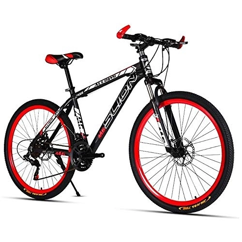 Mountain Bike : Kays Mountain Bike, 26 Inch Unisex Hard-tail Bicycles, 17 Inch Carbon Steel Frame, Dual Disc Brake Front Suspension (Color : Black, Size : 21 Speed)