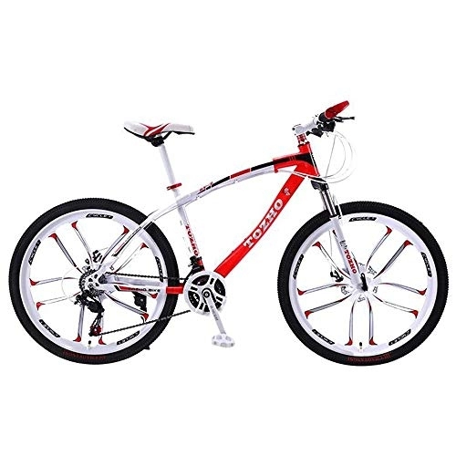 Mountain Bike : Kays Mountain Bike, 26 Inch Wheel, Carbon Steel Frame Mountain Bicycles, Double Disc Brake And Front Suspension, 21 / 24 / 27 Speed (Color : Red, Size : 27 Speed)