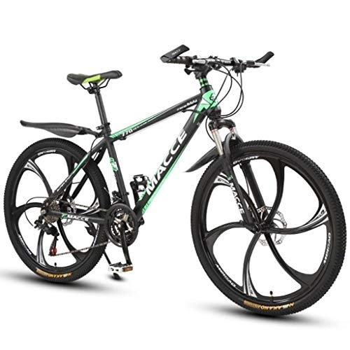 Mountain Bike : Kays Mountain Bike, 26 Inch Women / Men Mountain Bicycles Lightweight Carbon Steel Frame 21 / 24 / 27 Speeds Front Suspension Disc Brake (Color : Green, Size : 21speed)