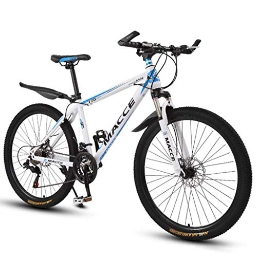 Mountain Bike : Kays Mountain Bike, 26 Inch Women / Men MTB Bicycles Lightweight Carbon Steel Frame 21 / 24 / 27 Speeds Front Suspension (Color : White, Size : 24speed)