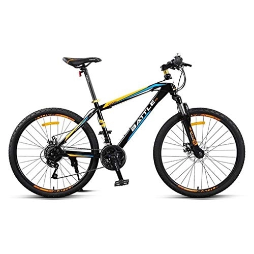 Mountain Bike : Kays Mountain Bike, 26" Men / Women Hard-tail Bicycles, Carbon Steel Frame, Dual Disc Brake Front Suspension, 24 Speed (Color : Yellow)