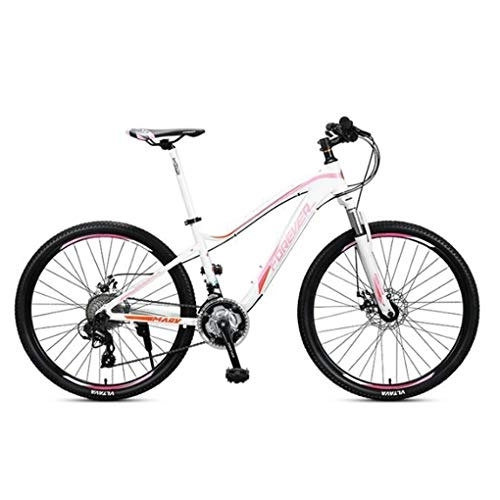 Mountain Bike : Kays Mountain Bike, 26”Men / Women Hardtail Bike, Aluminium Frame With Disc Brakes And Front Suspension, 27 Speed (Color : Pink)