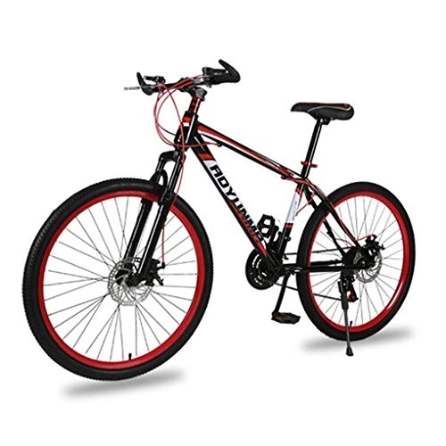 Mountain Bike : Kays Mountain Bike, 26" Mountain Bicycles Carbon Steel Frame, Double Disc Brake And Front Fork, 21 Speed (Color : Red)
