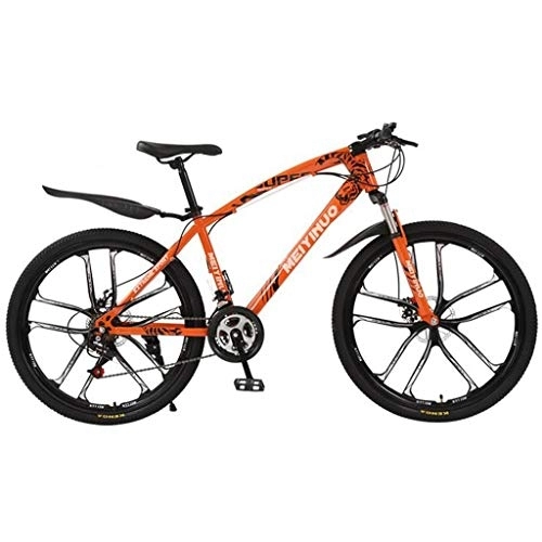 Mountain Bike : Kays Mountain Bike 26" Unisex Ravine Bike Carbon Steel Frame 21 / 24 / 27 Speeds Disc Brake Front Suspension Oneness Wheel (Color : Orange, Size : 24speed)