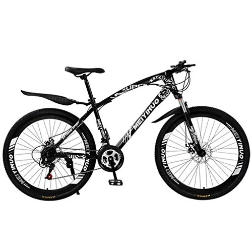 Mountain Bike : Kays Mountain Bike 26" Unisex Ravine Bike Carbon Steel Frame 21 / 24 / 27 Speeds Disc Brake Front Suspension Spoke Wheel (Color : Black, Size : 21speed)