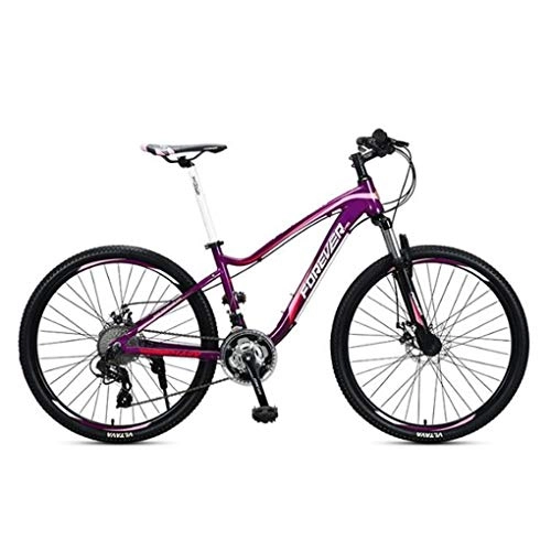 Mountain Bike : Kays Mountain Bike, 26Men / Women Hardtail Bike, Aluminium Frame With Disc Brakes And Front Suspension, 27 Speed (Color : Purple)
