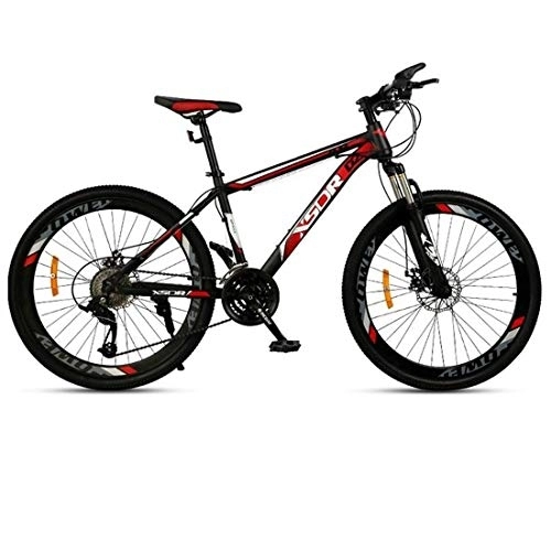 Mountain Bike : Kays Mountain Bike, Carbon Steel Frame 26”Mountain Bicycles, Double Disc Brake And Front Fork, 21 / 24 / 27 Speed (Color : Red, Size : 27-speed)