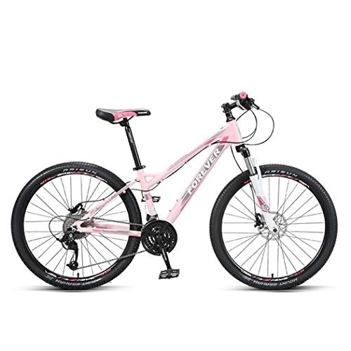 Mountain Bike : Kays Mountain Bike, Unisex 26 Inch Bicycles, Lightweight Aluminium Alloy Fream Double Disc Brake And Front Suspension, 27 Speed (Color : Pink)