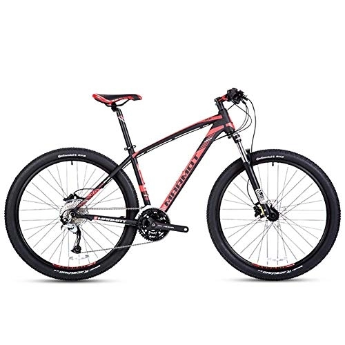 Mountain Bike : KDMB 27-Speed Mountain Bikes, Men's Aluminum 27.5 Inch Hardtail Mountain Bike, All Terrain Bicycle with Dual Disc Brake, Adjustable Seat, Black