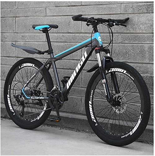 Mountain Bike : KEMANDUO Mountain bike 26 inches, and bis-frame bicycle disc brakes hard seat adjustment, gray-blue mountain bike speed 21 / 24 / 27 / 30, 24 speed