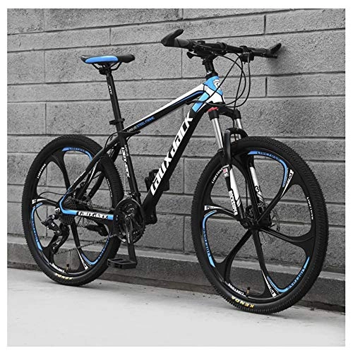 Mountain Bike : KXDLR 21 Speed Mountain Bike 26 Inches 6-Spoke Wheel Front Suspension Dual Disc Brake MTB Bicycle, Black