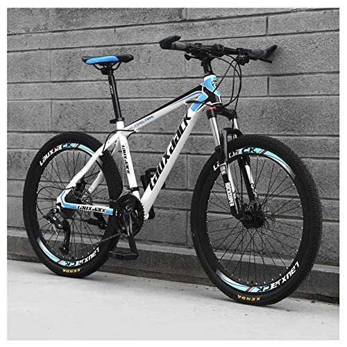 Mountain Bike : KXDLR 26" Adult Mountain Bike, 27-Speed Drivetrain Front Suspension Variable Speed High-Carbon Steel Mountain Bike, Blue
