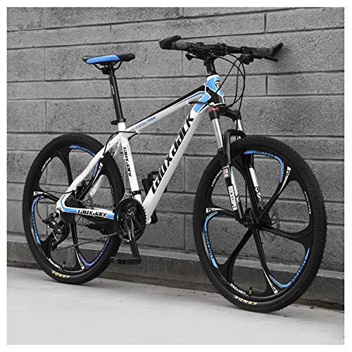 Mountain Bike : KXDLR 26" Men's Mountain Bike, Trail & Mountains, High-Carbon Steel Front Suspension Frame, Twist Shifters Through 24 Speeds, Blue