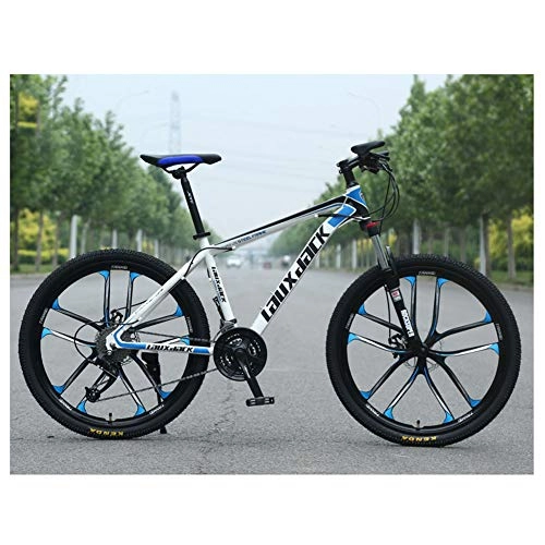 Mountain Bike : KXDLR 26" Mountain Bike High-Carbon Steel Front Suspension All Terrain 21-Speed Mountain Bike with Dual Disc Brakes, Blue