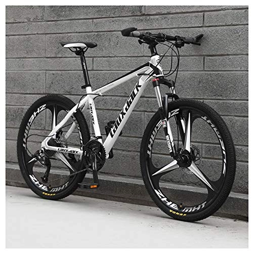 Mountain Bike : KXDLR Mens Mountain Bike, 21 Speed Bicycle with 17-Inch Frame, 26-Inch Wheels with Disc Brakes, White