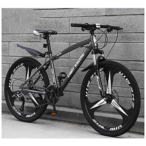 Mountain Bike : KXDLR Mens Mountain Bike, Front Suspension, 26-Inch Wheels, 17-Inch Aluminum Alloy Frame with Dual Disc Brake, Gray, 21 Speed