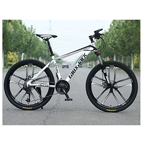 Mountain Bike : KXDLR Mountain Bike, High Carbon Steel Front Suspension Frame Mountain Bike, 27 Speed Gears Outroad Bike with Dual Disc Brakes, White