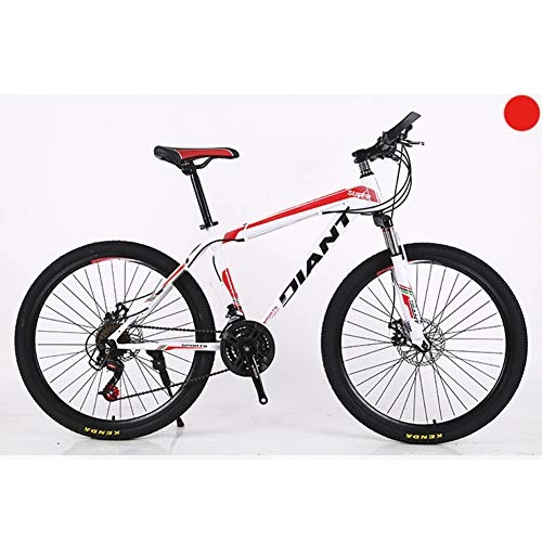 Mountain Bike : KXDLR Unisex Mountain Bike, Front Suspension, 21-30 Speeds, 26-Inch Wheels, 17-Inch High-Carbon Steel Frame with Dual Disc Brakes, Red, 30 Speed
