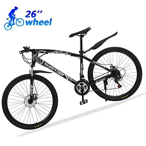 Mountain Bike : LFDHSF Mountain Bike 26 Inch, 24 Speed High Carbon Steel Trail Bicycles, Front Suspension, Double Hydraulic Disc Brake