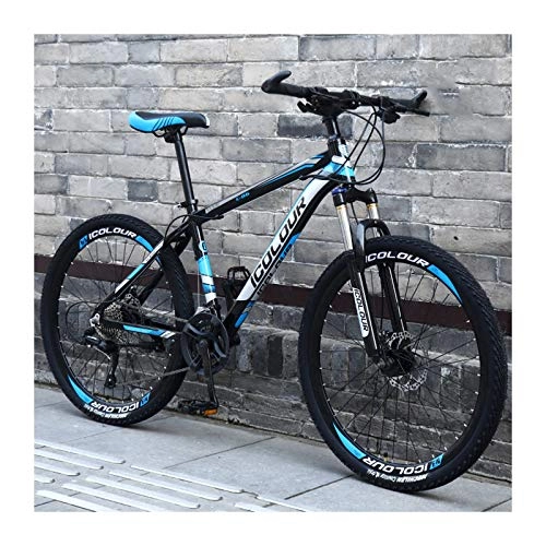 Mountain Bike : LHQ-HQ 24 Inch Mountain Bike 24Speedaluminum Lightweight Spoke Wheel, for Women, Teenagers, Adults, black and blue