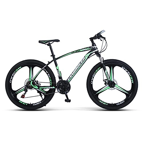 Mountain Bike : LHQ-HQ Adult Mountain Bike, 26" Wheel, 24 Speed, Fork Suspension, High-Carbon Steel Frame, Dual Disc Brake, Loading 120 Kg Suitable for Height 5.2-6Ft, Green