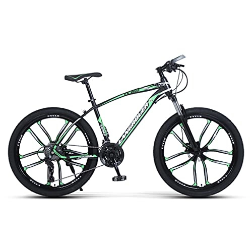 Mountain Bike : LHQ-HQ Mountain Adult Bike, 24 Speed, 26" Wheel, Fork Suspension, Dual Disc Brake, High-Carbon Steel Frame, Loading 270 Lbs Suitable for Height 5.2-6Ft, Green