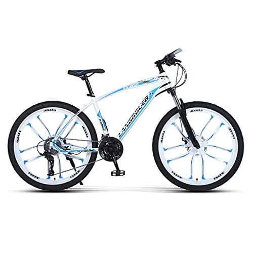 Mountain Bike : LHQ-HQ Mountain Adult Bike, 27 Speed, 26" Wheel, Fork Suspension, Dual Disc Brake, High-Carbon Steel Frame, Loading 270 Lbs Suitable for Height 5.2-6Ft, White