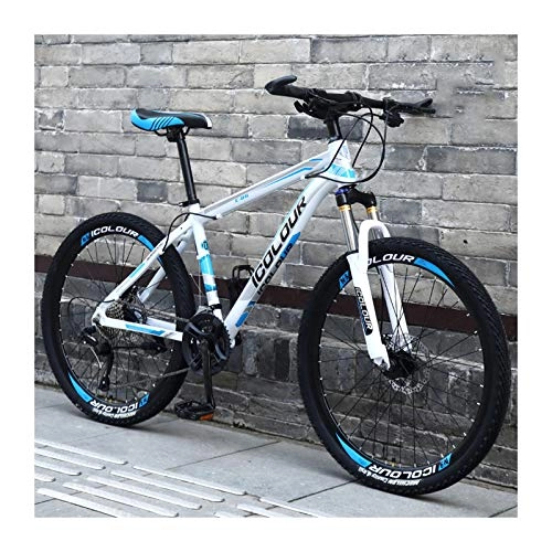 Mountain Bike : LHQ-HQ Mountain Bike 26 Inch Aluminum Lightweight 24Speed, Spoke Wheel, for Adults, Women, Teenagers, blue and white
