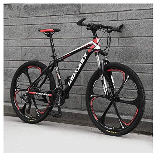 Mountain Bike : LHQ-HQ Outdoor sports 21 Speed Mountain Bike 26 Inches 6Spoke Wheel Front Suspension Dual Disc Brake MTB Bicycle, Red