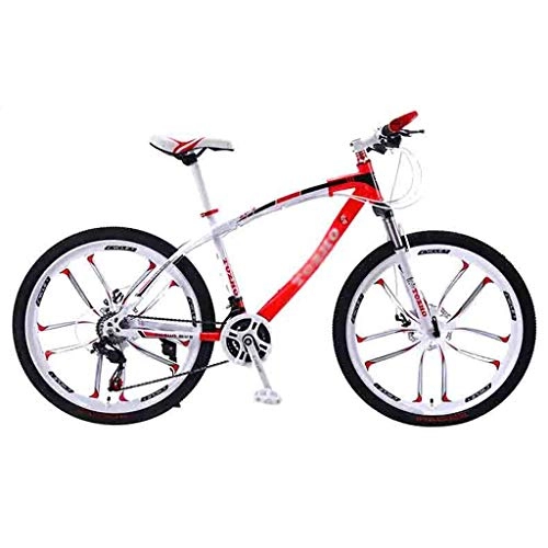 Mountain Bike : LIUCHUNYANSH Off-road Bike MTB Bicycle Adult Mountain Bike Road Bicycles For Men And Women 24 / 26In Wheels Adjustable Speed Double Disc Brake (Color : Red-26in, Size : 21 Speed)