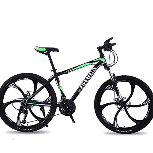 Mountain Bike : LNSTORE Bicycle Mountain Bike Adult Man Variable Speed Double Disc Brake Shock Absorption Off-road Exquisite workmanship ( Color : Black green , Size : 30speed )