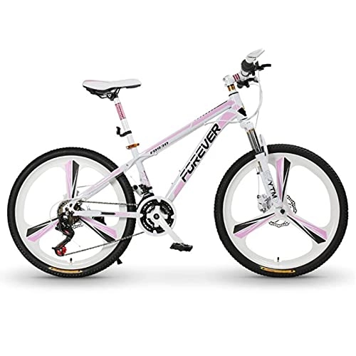 Mountain Bike : LZHi1 24 Inch Mountain Bike For Women, 27 Speed Mountain Trail Bicycles With Lock-Out Suspension Fork, Aluminum Alloy Frame Urban Commuter City Bicycle With Mechanical Disc Brake(Color:Pink)