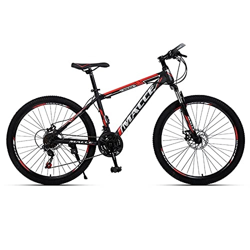 Mountain Bike : LZHi1 26 Inch 27 Speed Mountain Bike For Men And Women, Adult Mountain Trail Bikes With Lock-Out Suspension Fork, Carbon Steel Frame City Bikes With Adjustable Seat And Dual Disc Brake(Color:Black red)