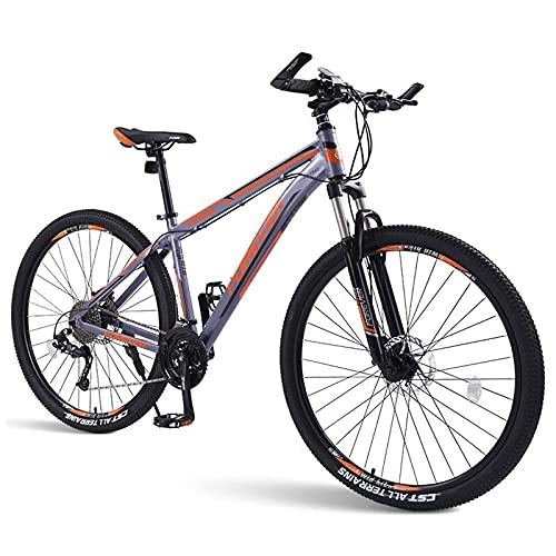 Mountain Bike : LZHi1 26 Inch Adult Mountain Bike With Suspension Fork, 33 Speed Aluminum Alloy Mountain Trail Bike, Outroad Mountain Bicycle With Double Oil Disc Brake(Color:Grey orange)