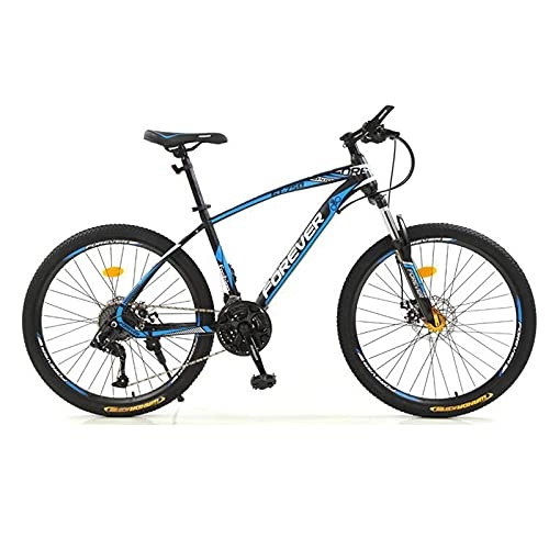 Mountain Bike : LZHi1 26 Inch Mountain Bike For Men And Women, 30 Speed Carbon Steel Frame Mountain Trail Bikes With Lockable Suspension Fork, All Terrain Bicycle With Dual Disc Brake(Color:Black blue)