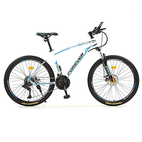 Mountain Bike : LZHi1 Mountain Bike 26 Inch For Men And Women, 30 Speed Adult Mountain Trail Bike With Lockable Suspension Fork, Carbon Steel Frame City Road Bicycle With Dual Disc Brake(Color:White blue)