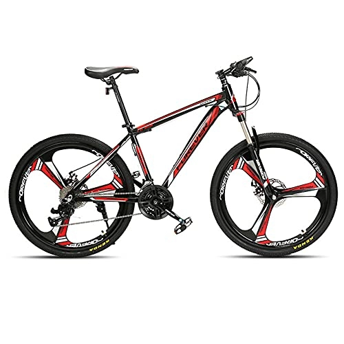 Mountain Bike : LZHi1 Mountain Bike 26 Inch Wheels, 30 Speed Mountain Trail Bicycles With Suspension Fork, Aluminum Alloy Frame Double Disc Brake Adult Road Offroad City Bike(Color:Black red)