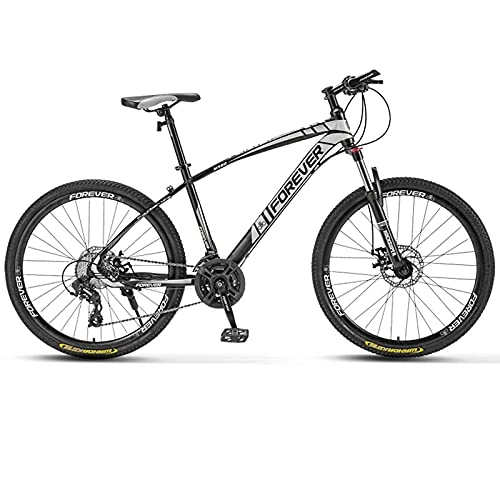 Mountain Bike : LZHi1 Mountain Bike 26 Inch Wheels Adult Bicycle, 27 Speeds Mountain Trail Bike With Lock-Out Suspension Fork, Carbon Steel Frame Outdoor Bikes Anti-Slip Bikes With Double Disc Brake(Color:Black white)