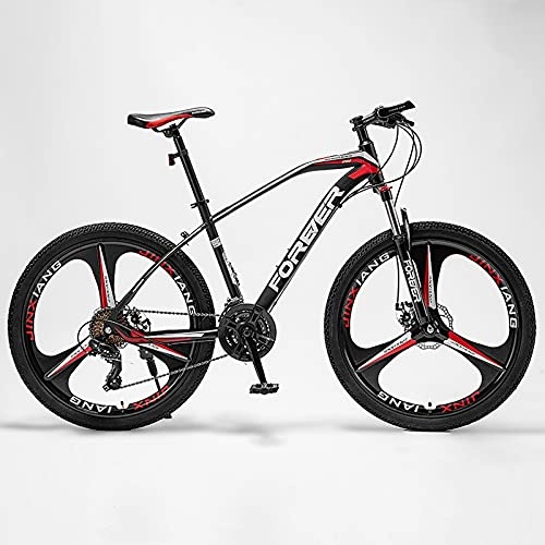 Mountain Bike : LZHi1 Mountain Bike For Adult And Youth, 26 Inch 27 Speed Mountain Bicycle, Double Disc Brake Suspension Fork Adult Mountain Trail Bikes, Aluminum Alloy Frame Outdoor City Road Bikes(Color:Black red)