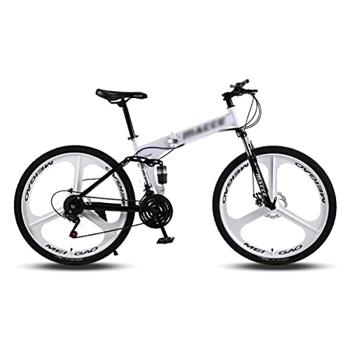 Mountain Bike : LZZB Adult Mountain Bicycles 26 inch Wheel for Mens / Womens Carbon Steel Frame with Mechanical Disc Brake and Lockable Suspension Fork(Size:21 Speed, Color:Black) / White / 21 Speed